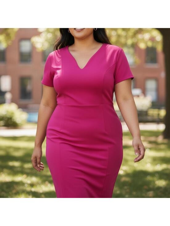 Ashley Stewart Dresses & Skirts - Ashley Stewart Vibrant Pink Midi Dress